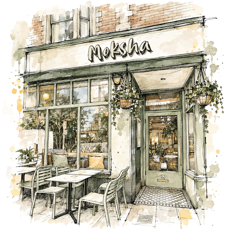 Illustration of the Outside Moksha Caffè in Brighton