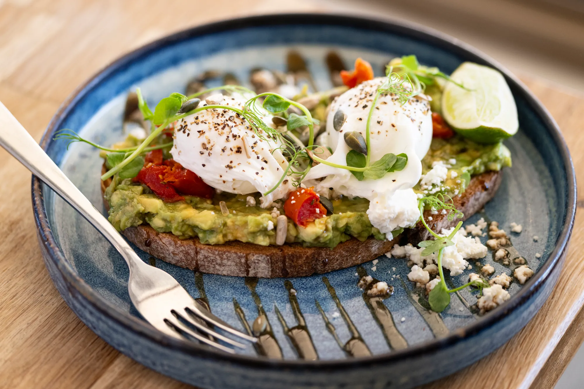 Avocado on toast from Moksha Caffe brighton