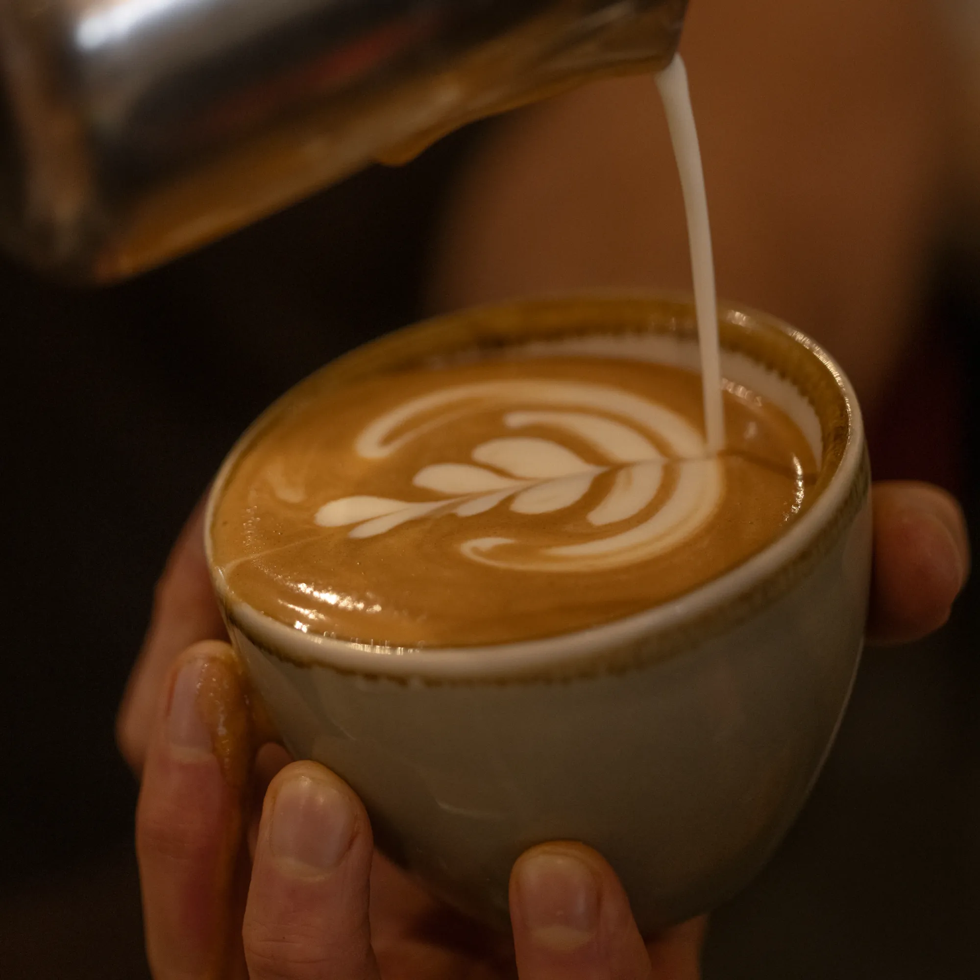Flat white coffee at Moksha Brighton
