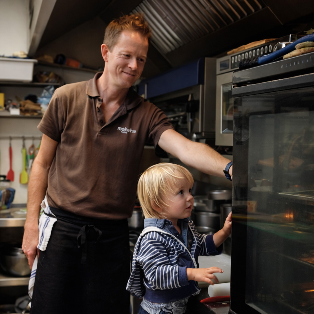 Owner Oli with his son Leo