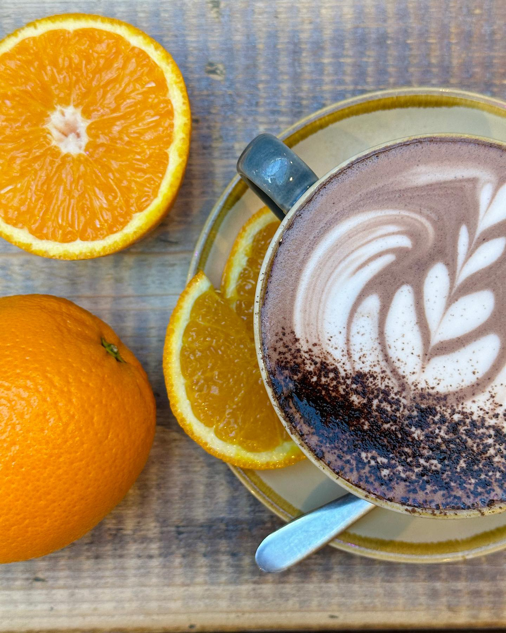 Flat white coffee at Moksha Brighton